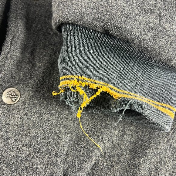 VTG Avirex Wool Jacket Extra Extra Large Grey Distressed Snap Button Bomber - Picture 3 of 16